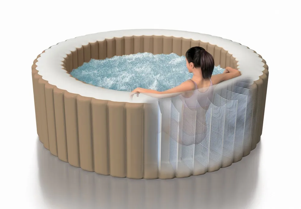 INTEX 4-PERSON SAHARA TAN ROUND BUBBLE SPA SET - 220-240 Volt | 42128426