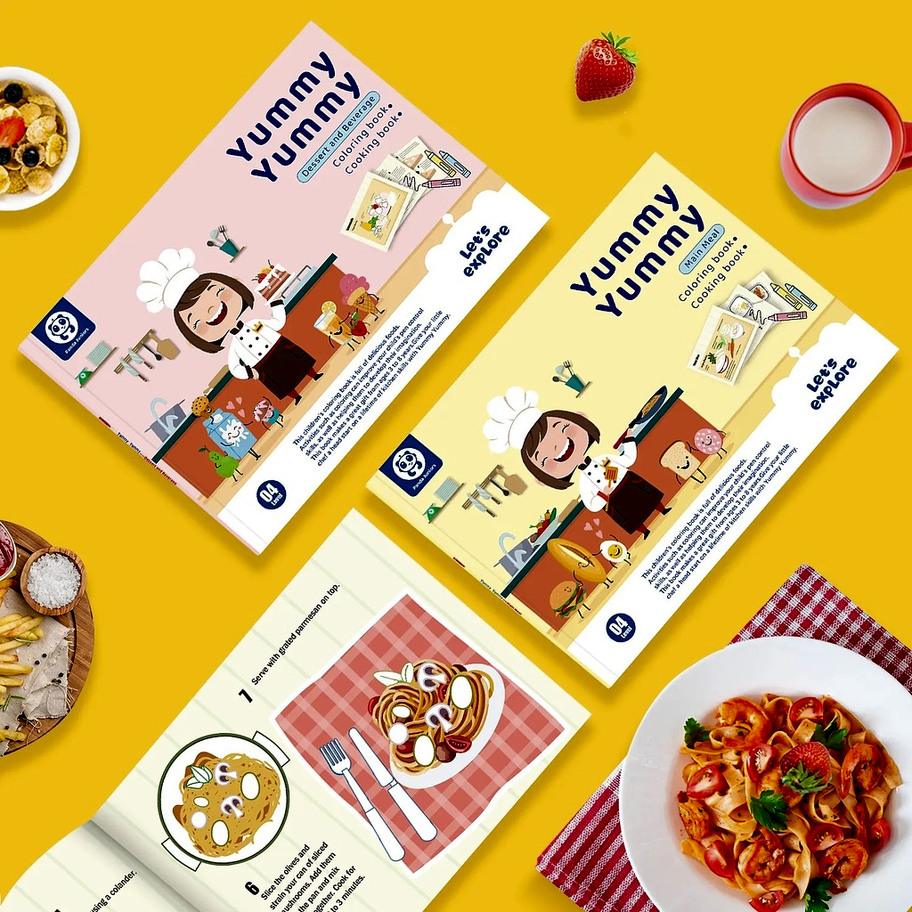 Panda Junior-Yummy Yummy Coloring and Cooking Book Set 2 Copies | 49700699