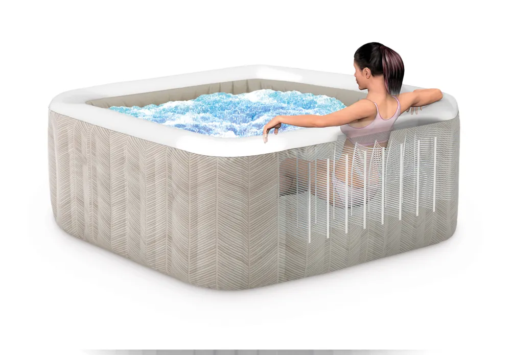 Intex Pure Spa™ Chevron Deluxe Square Inflatable Spa | 6-Person Bubble Massage with Wi Fi
