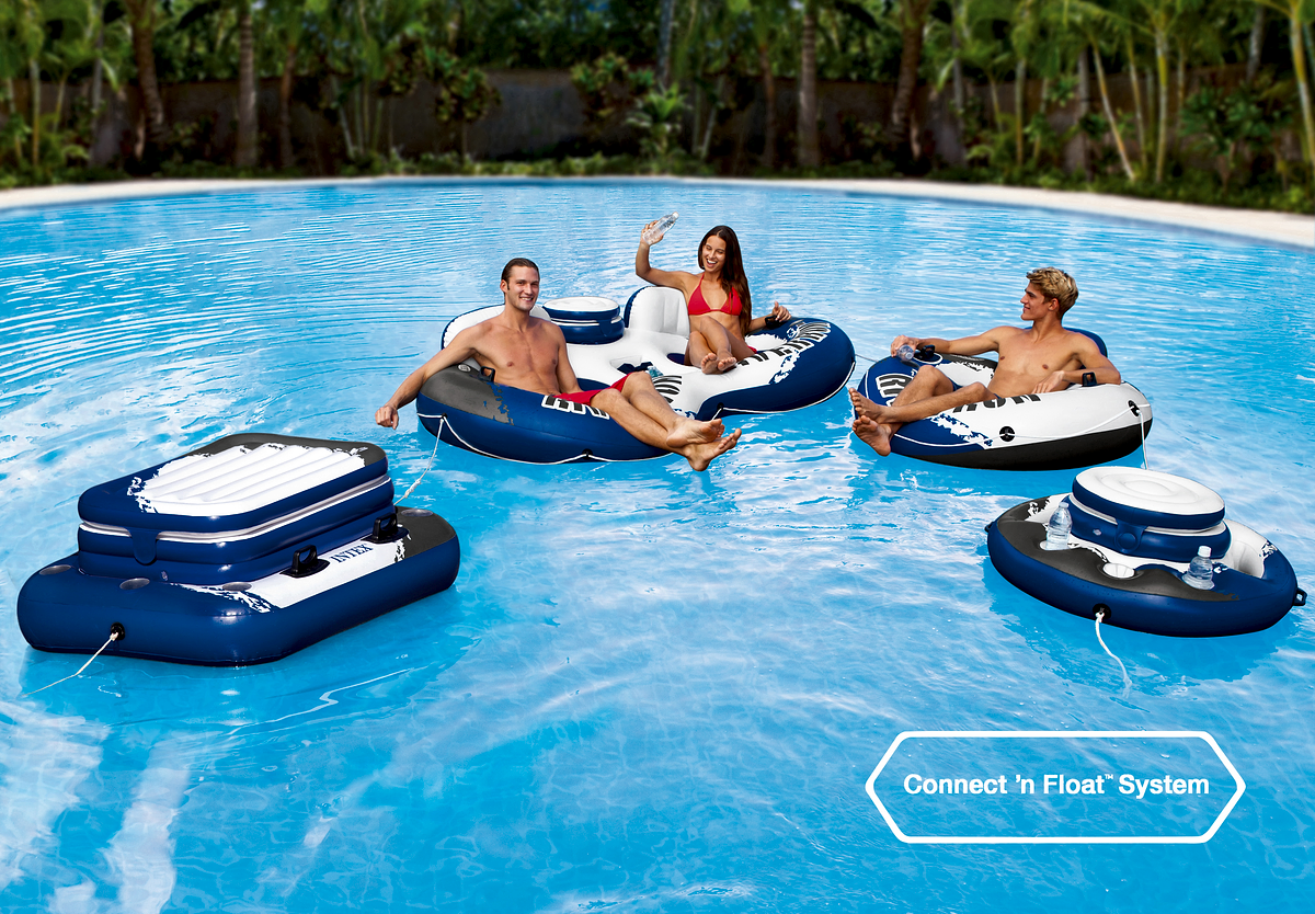 Intex River Run Inflatable Pool Float with Backrest & Cup Holders | 42158825