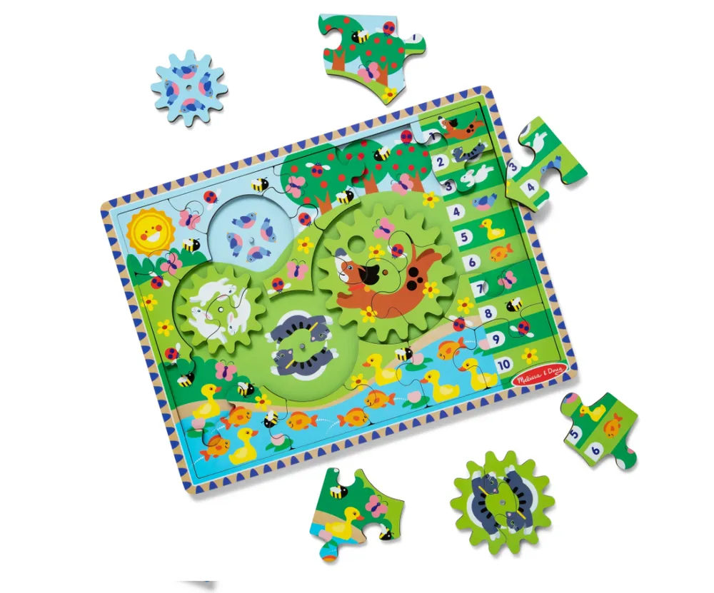 Melissa & Doug Animal Chase I-Spy Wooden Gear Puzzle | 46031004
