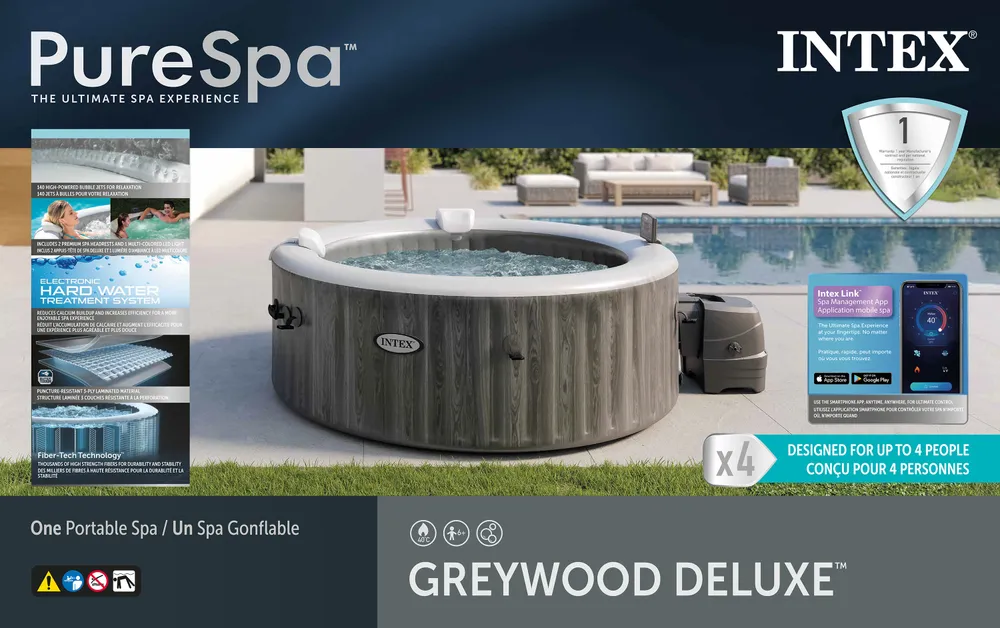 INTEX 4-PERSON GERYWOOD DELUXE ROUND BUBBLE SPA | 42128440