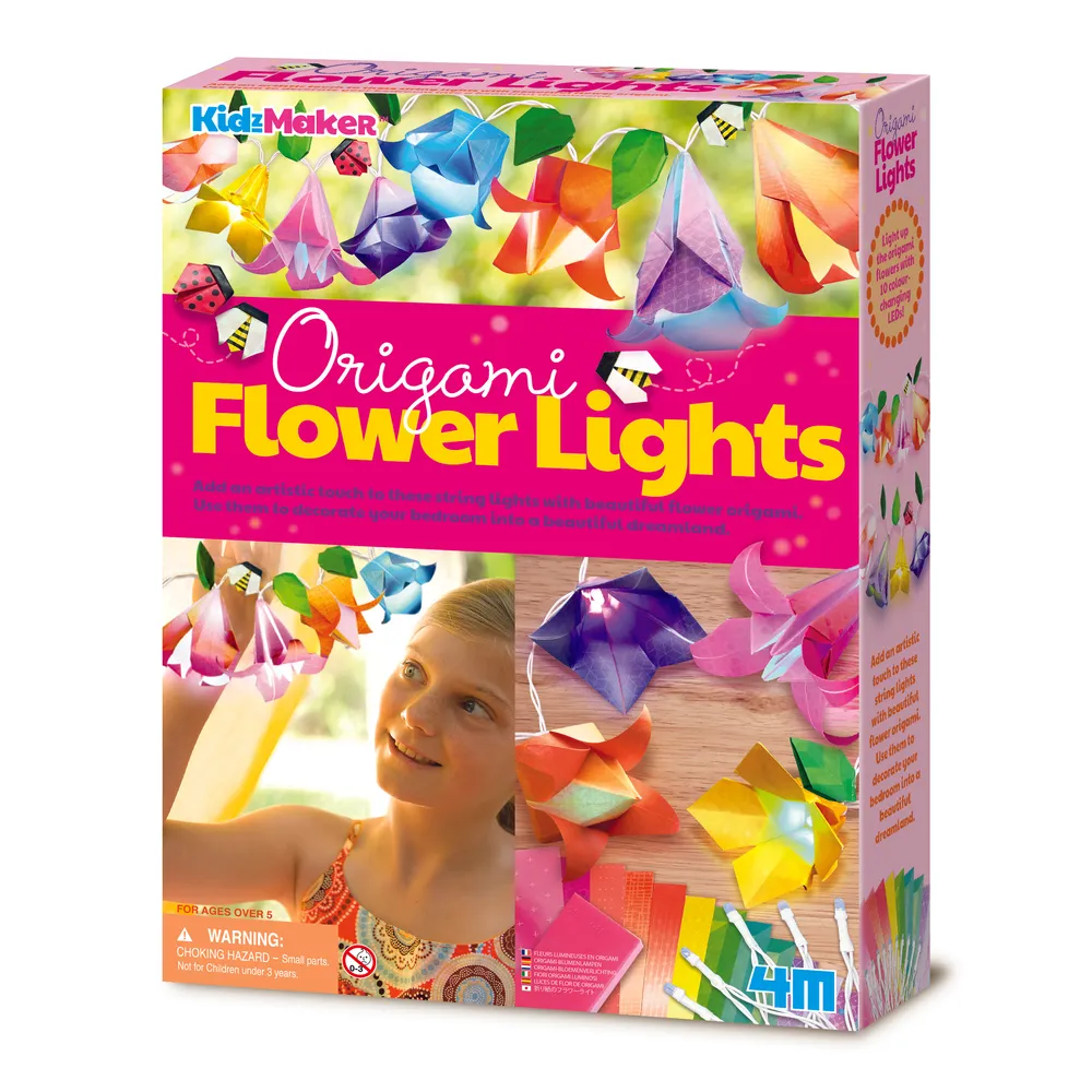 4M Origami Flower Lights Kit | DIY Paper Flower String Light Craft for Kids | 48604725