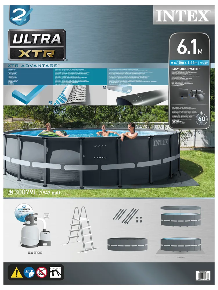 Intex Ultra XTR 6. 1m Round Pool Set | The Ultimate 20ft Premium Backyard Oasis | 42126334