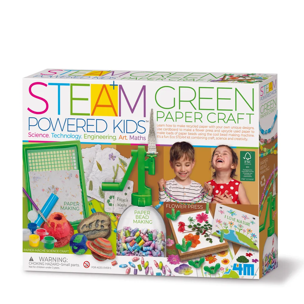 4M Steam Powered Kids Green Paper Craft Kit | DIY Jewelry & Recycled Paper | 48605542