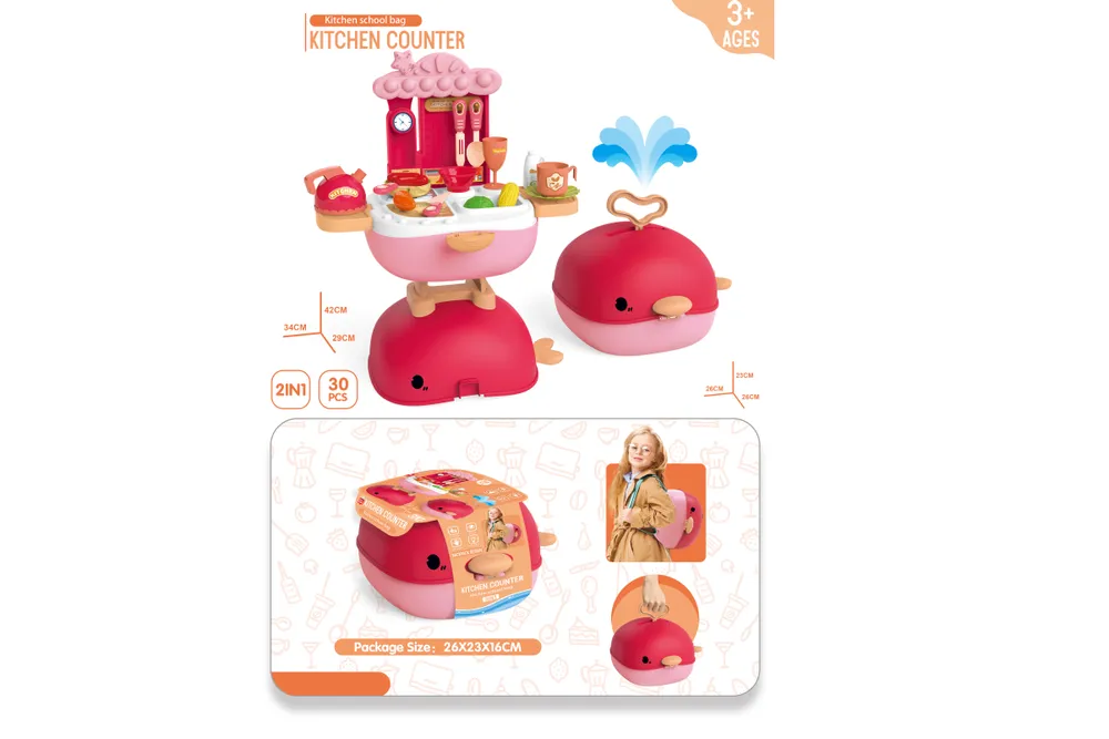 Hang Wing Whale Backpack and Suitcase Kitchen Play Set | 30 Pieces | Ages 3 and Up | 48100899