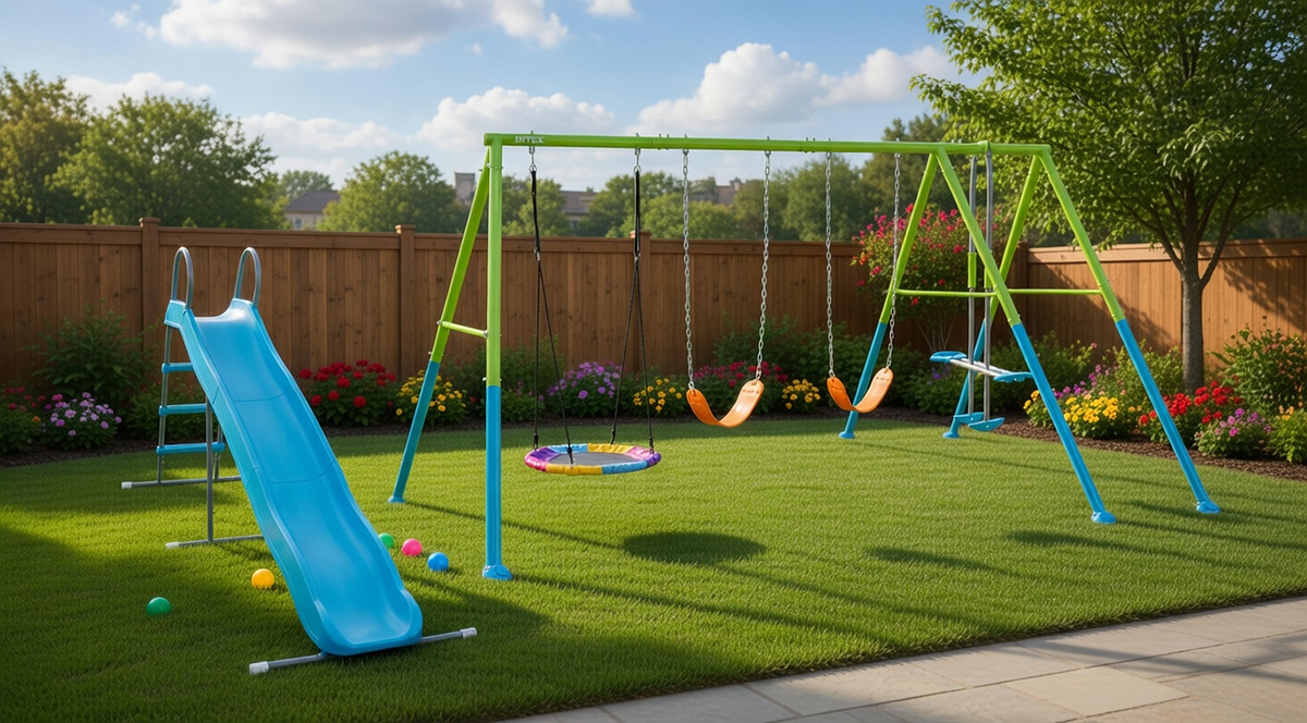 Intex Saucer and Swing Deluxe 5-Feature Set | Ultimate Playground Station | 42144151