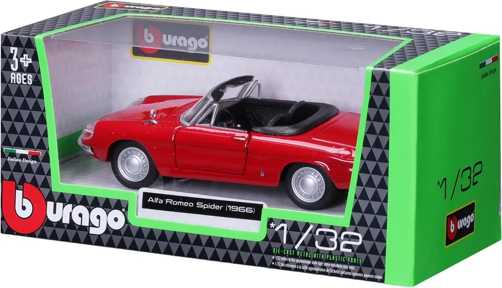 Bburago Alfa Romeo Spider 1966 – 1: 24 Diecast Toy Car - Red 47543000
