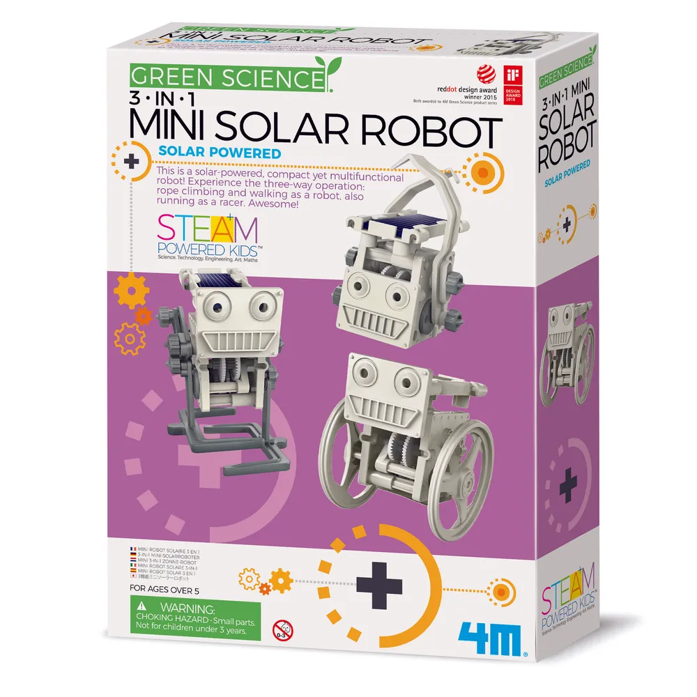 4M Mini Solar Robot 3-in-1 – Solar-Powered STEM Kit for Kids Over 8 | 48603377