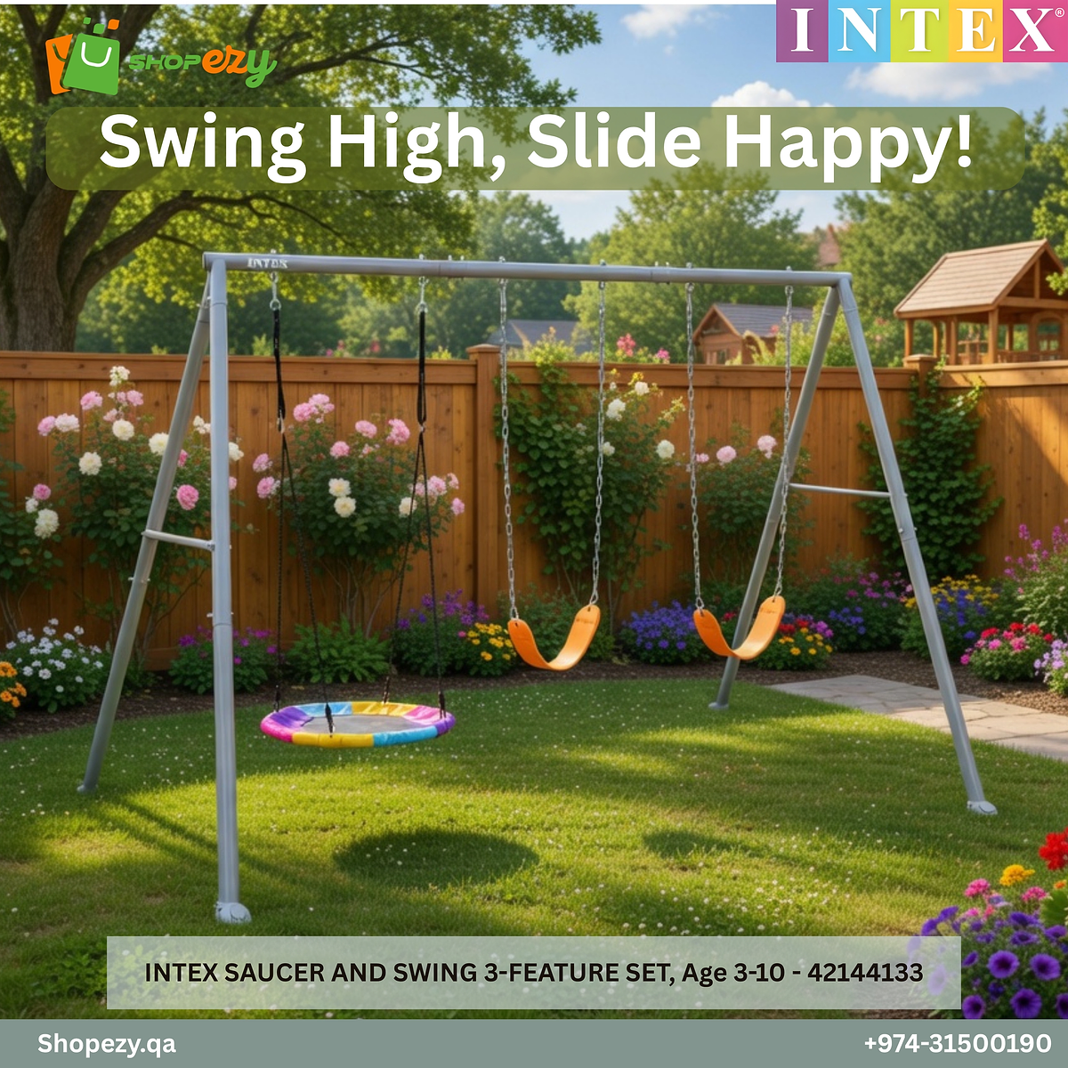 Intex Saucer and Swing 3-Feature Set | Triple-Station Playground | 42144133
