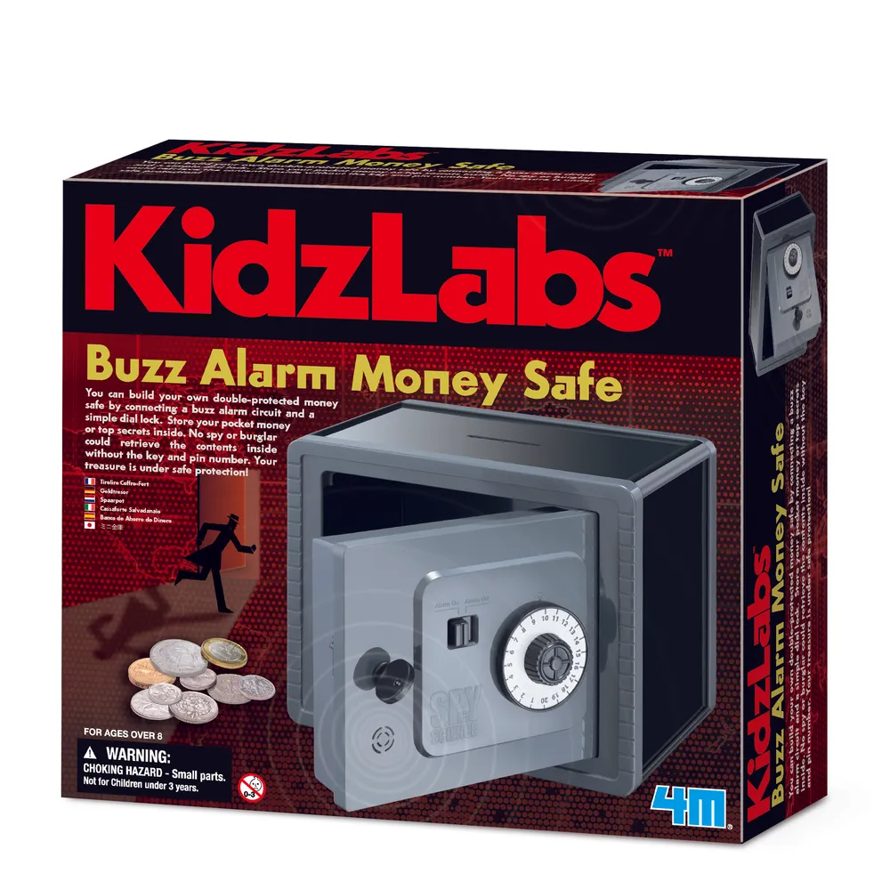 4M Buzz Alarm Money Safe Kit | Build-Your-Own Coin Bank with Dual Lock & Alarm | 48603289